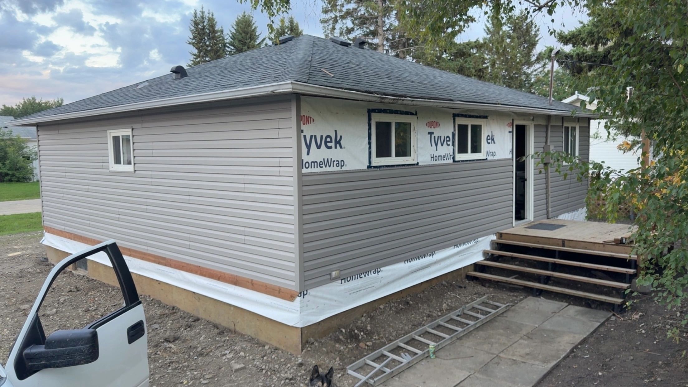 Siding Replacement - Tyvek House Wrap In Progress